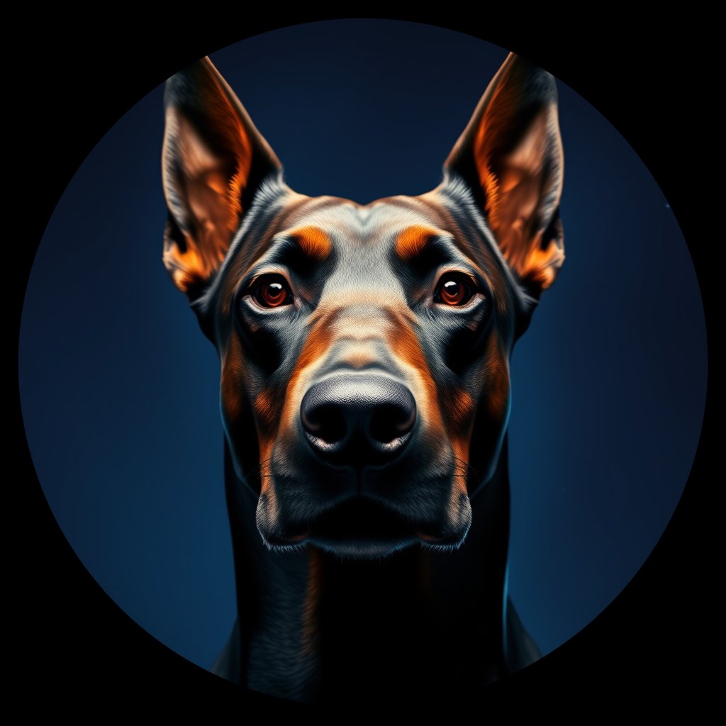 Cosmic medallion portrait of cHD17_314_cHD17_314, a Doberman Pinscher