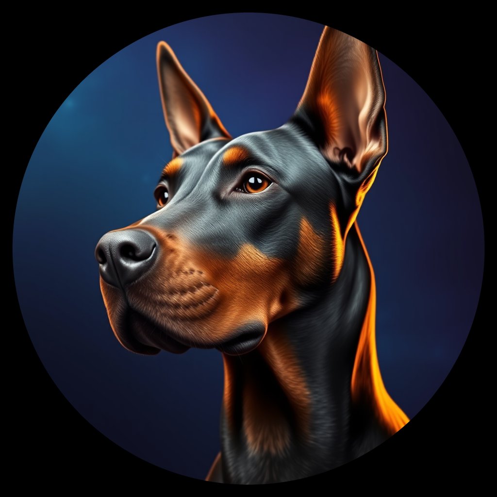 Cosmic medallion portrait of cHD17_315_cHD17_315, a Doberman Pinscher
