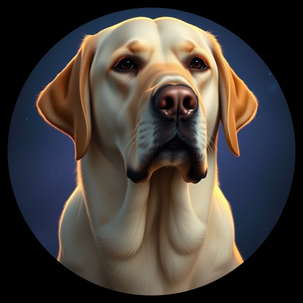 Cosmic medallion portrait of cHD17_320_cHD17_320, a Labrador Retriever