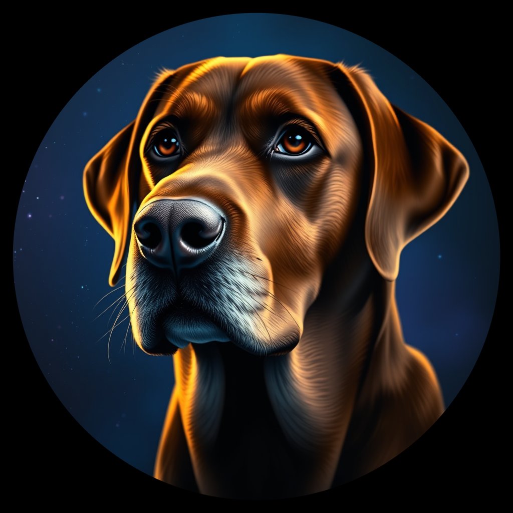 Cosmic medallion portrait of cHD17_322_cHD17_322, a Labrador Retriever