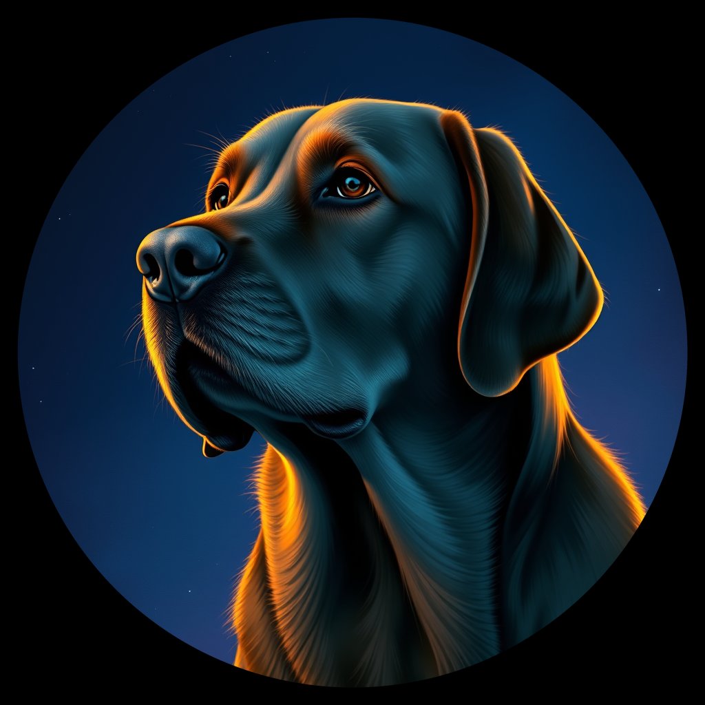 Cosmic medallion portrait of cHD17_323_cHD17_323, a Labrador Retriever