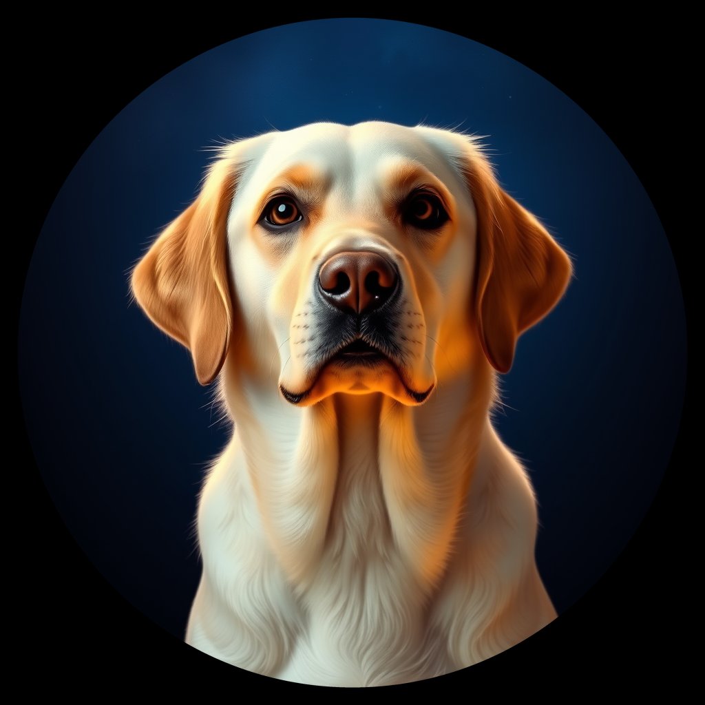 Cosmic medallion portrait of cHD17_480_cHD17_480, a Labrador Or Golden Retriever