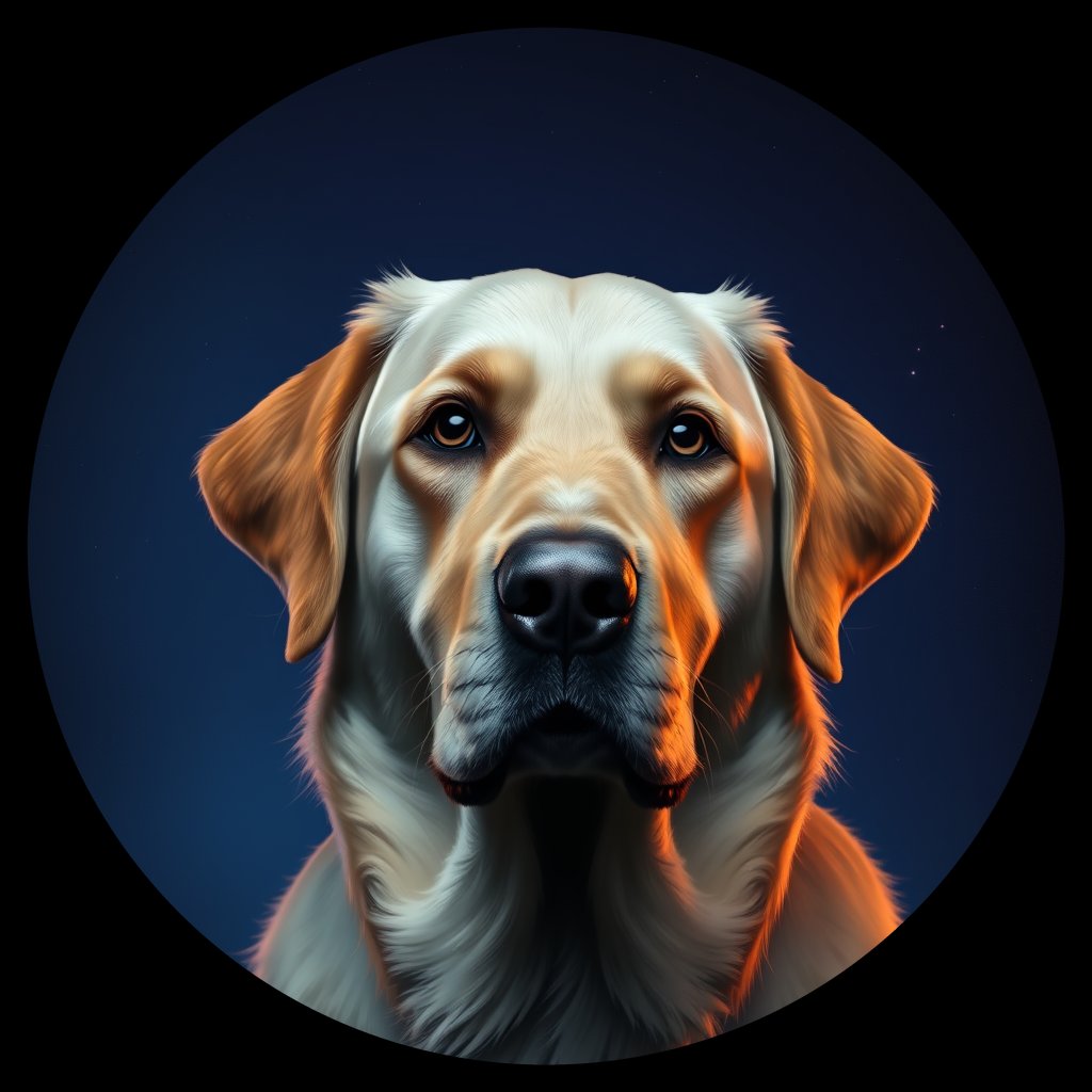 Cosmic medallion portrait of cHD17_481_cHD17_481, a Labrador Or Golden Retriever