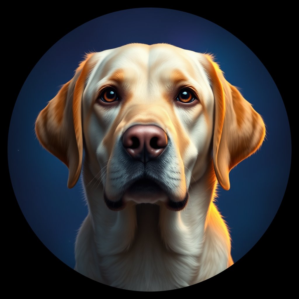 Cosmic medallion portrait of cHD17_482_cHD17_482, a Labrador Or Golden Retriever