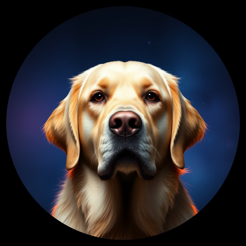 Cosmic medallion portrait of cHD17_485_cHD17_485, a Labrador Or Golden Retriever