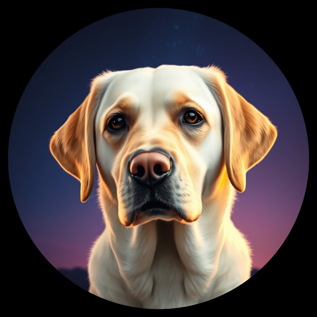 Cosmic medallion portrait of cHD17_487_cHD17_487, a Labrador Or Golden Retriever
