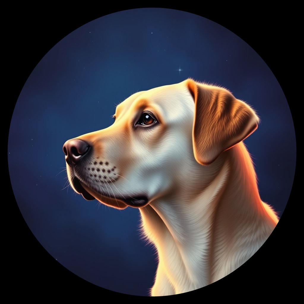 Cosmic medallion portrait of cHD17_488_cHD17_488, a Labrador Or Golden Retriever