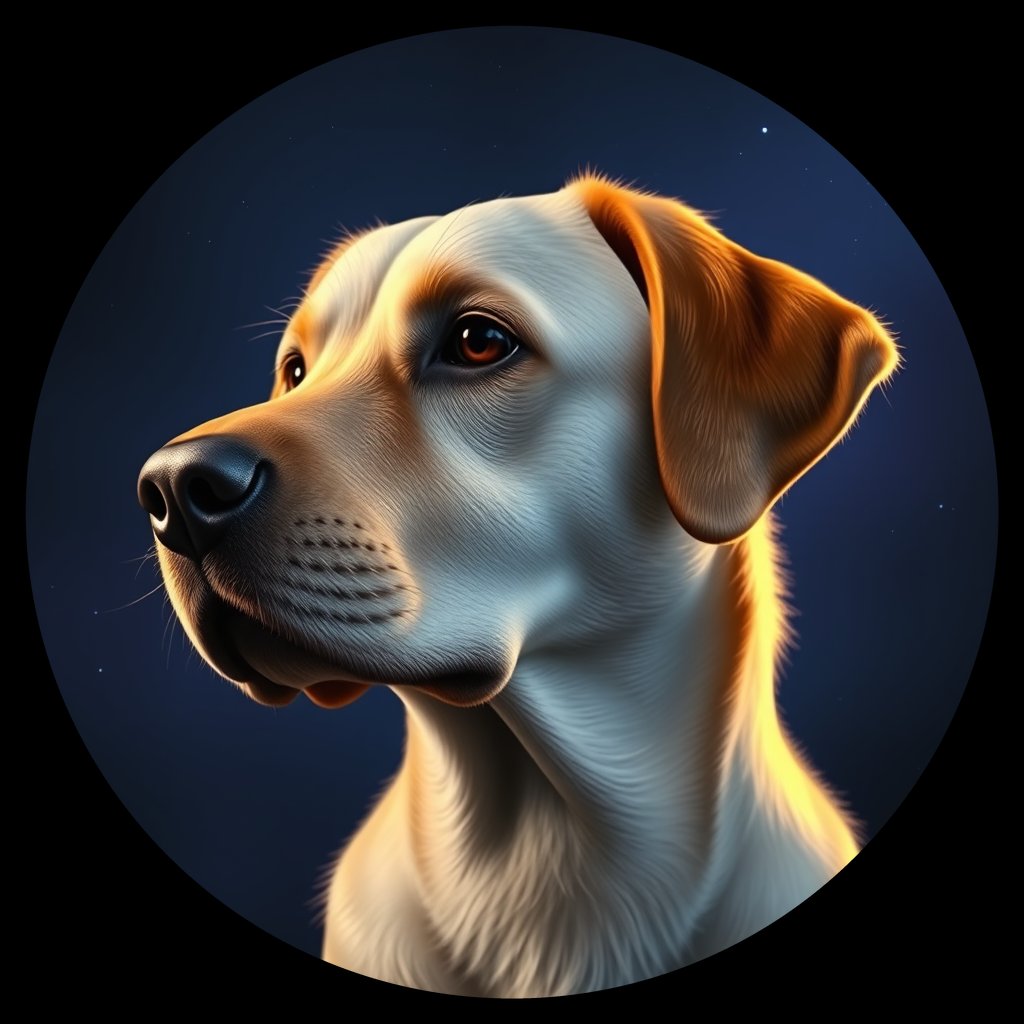 Cosmic medallion portrait of cHD17_490_cHD17_490, a Labrador Or Golden Retriever
