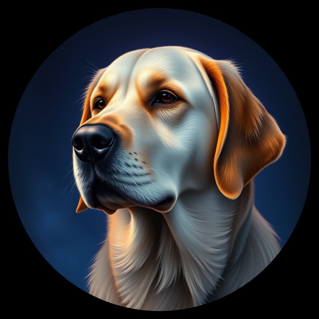 Cosmic medallion portrait of cHD17_491_cHD17_491, a Labrador Or Golden Retriever