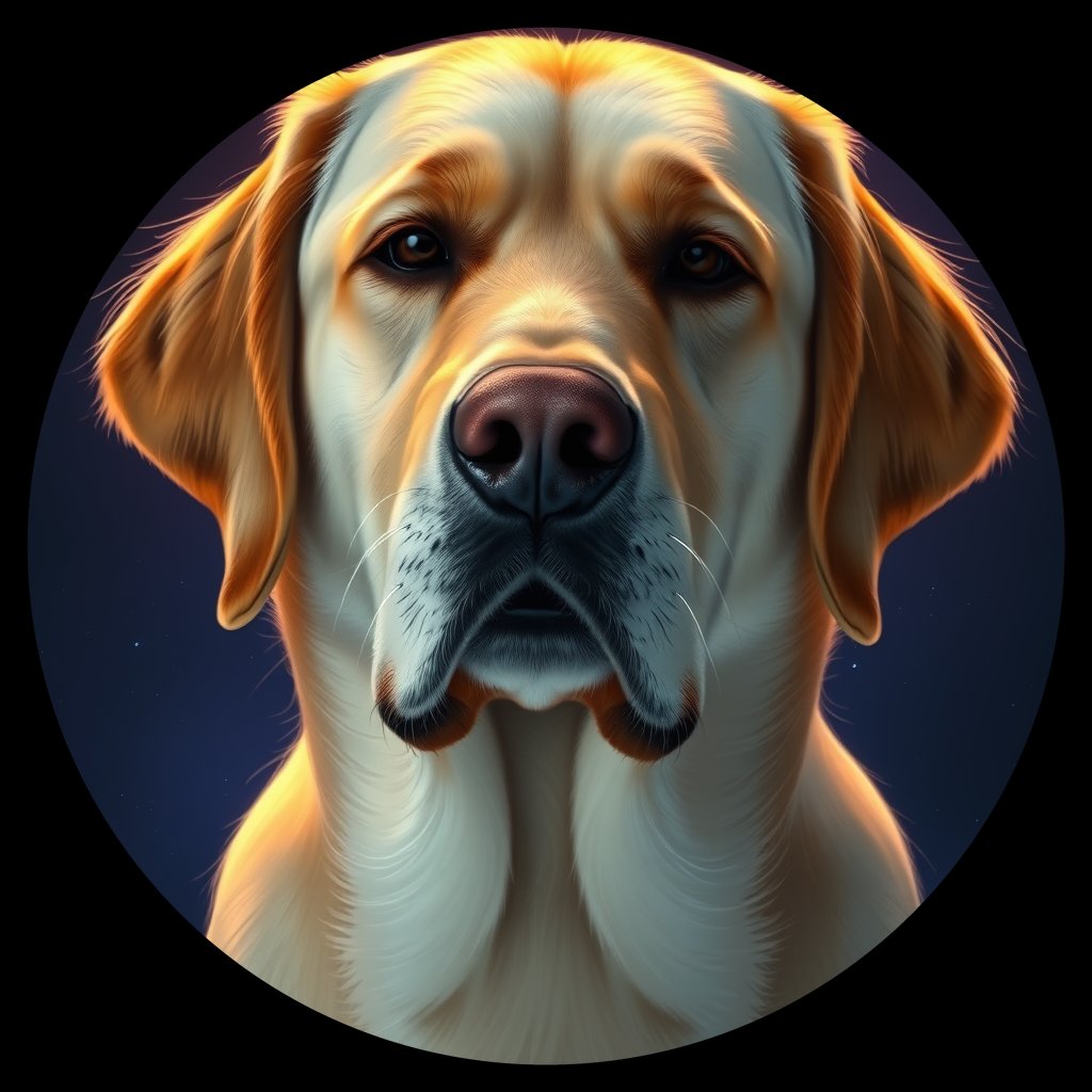 Cosmic medallion portrait of cHD17_495_cHD17_495, a Labrador Or Golden Retriever