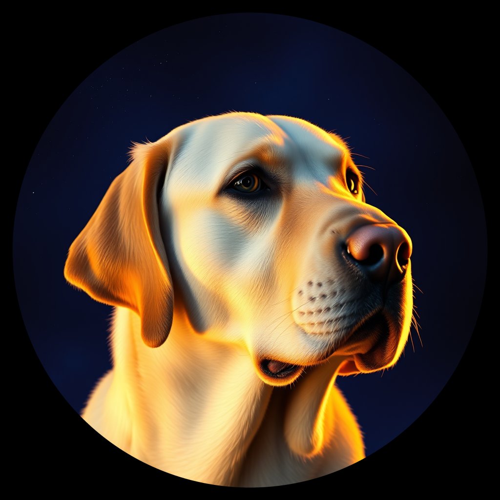 Cosmic medallion portrait of cHD17_496_cHD17_496, a Labrador Or Golden Retriever