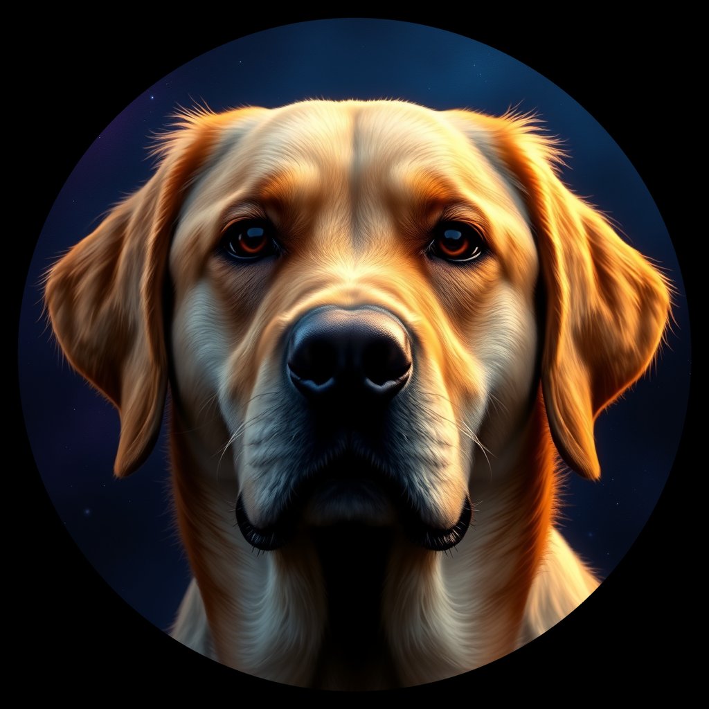 Cosmic medallion portrait of cHD17_497_cHD17_497, a Labrador Or Golden Retriever