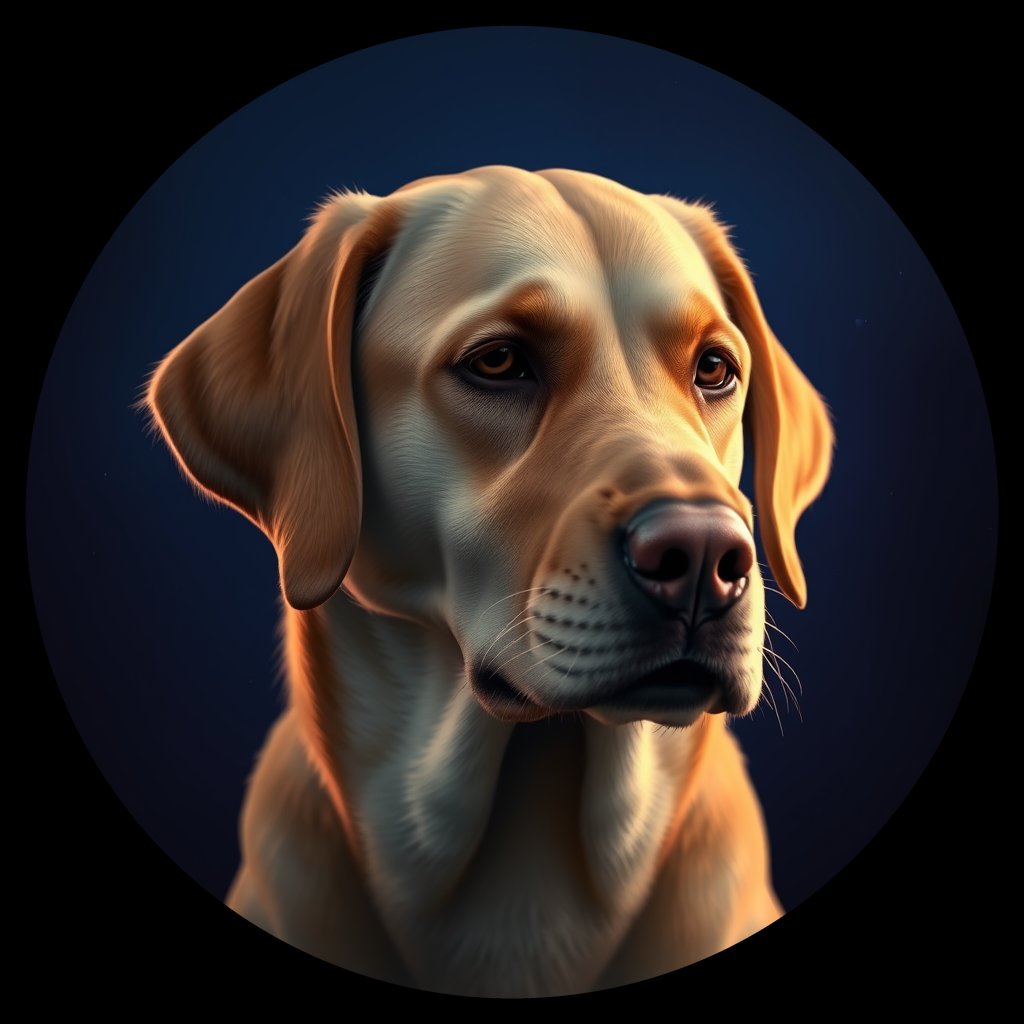 Cosmic medallion portrait of cHD17_498_cHD17_498, a Labrador Or Golden Retriever