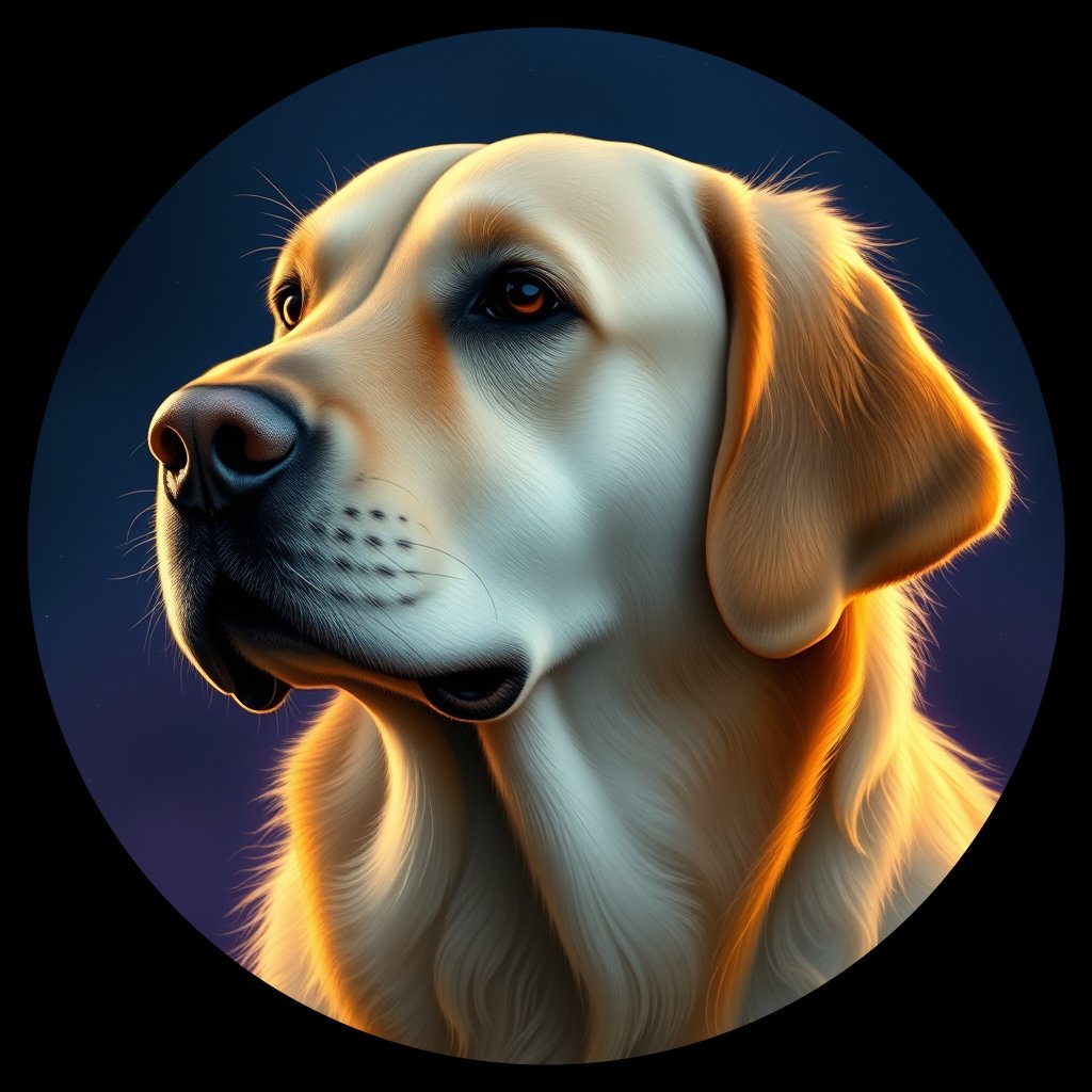 Cosmic medallion portrait of cHD17_500_cHD17_500, a Labrador Or Golden Retriever