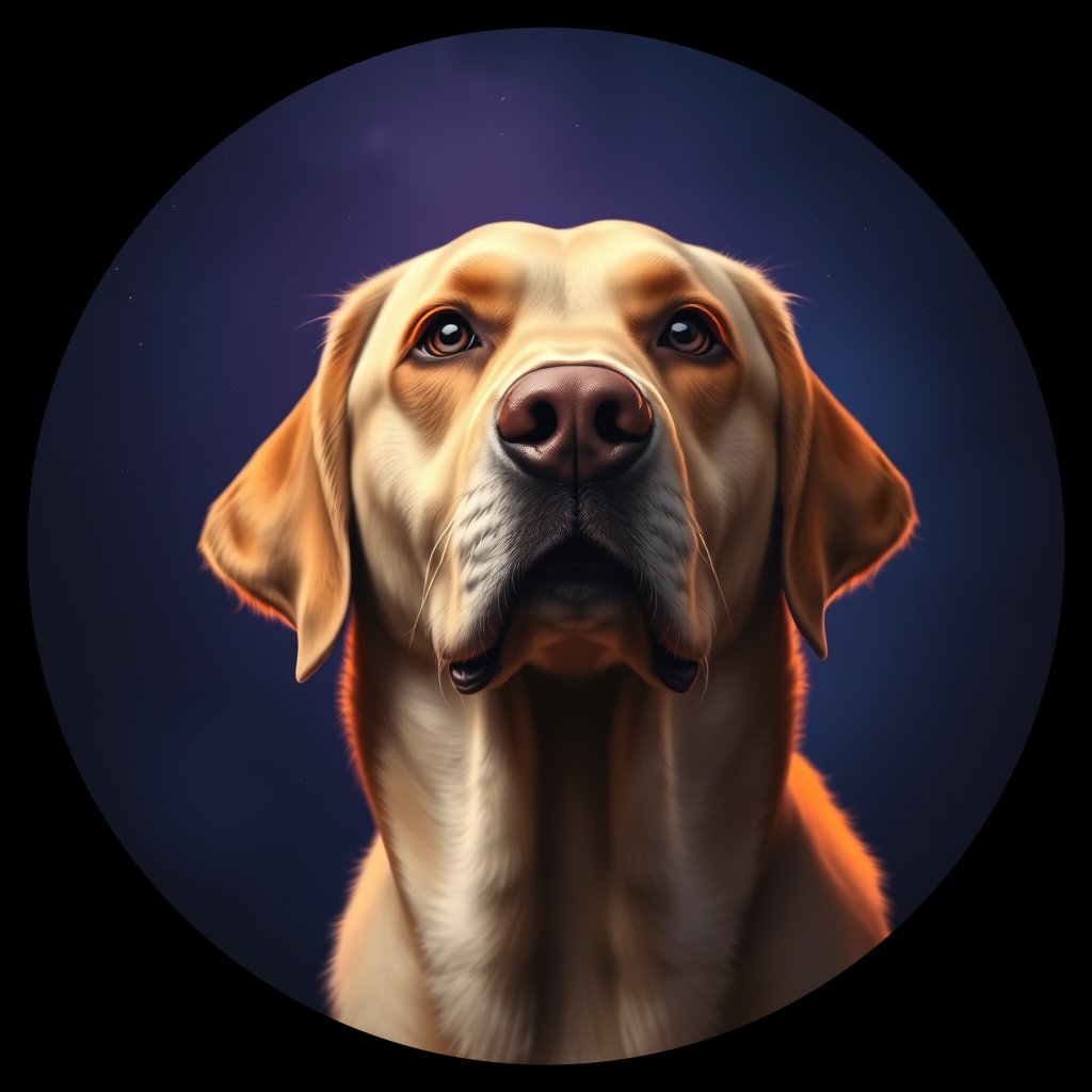 Cosmic medallion portrait of cHD17_502_cHD17_502, a Labrador Or Golden Retriever