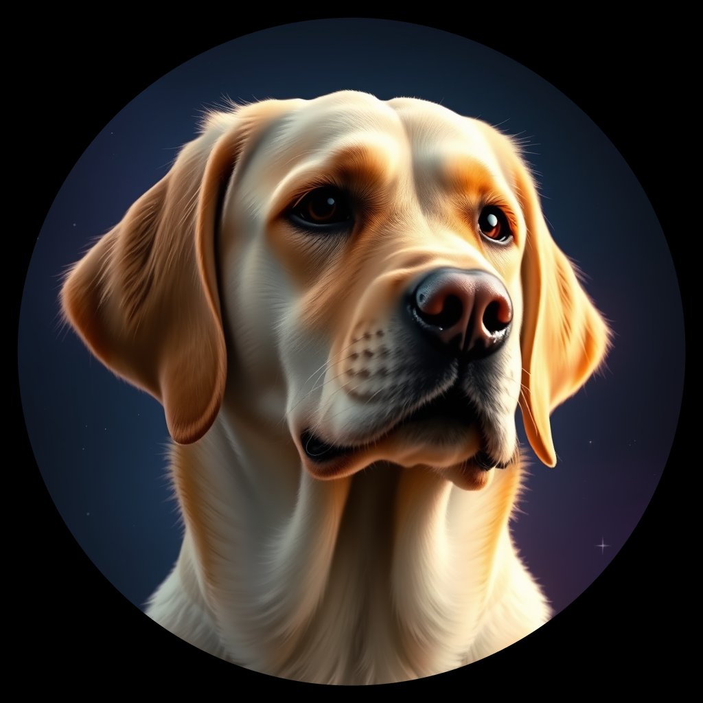 Cosmic medallion portrait of cHD17_504_cHD17_504, a Labrador Or Golden Retriever