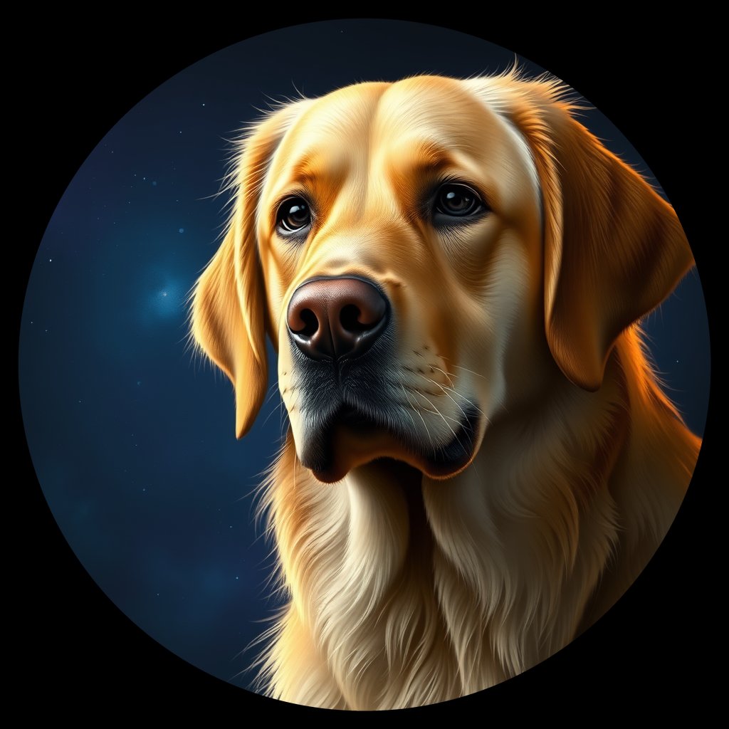 Cosmic medallion portrait of cHD17_508_cHD17_508, a Labrador Or Golden Retriever