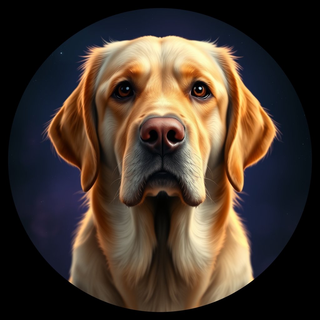 Cosmic medallion portrait of cHD17_511_cHD17_511, a Labrador Or Golden Retriever