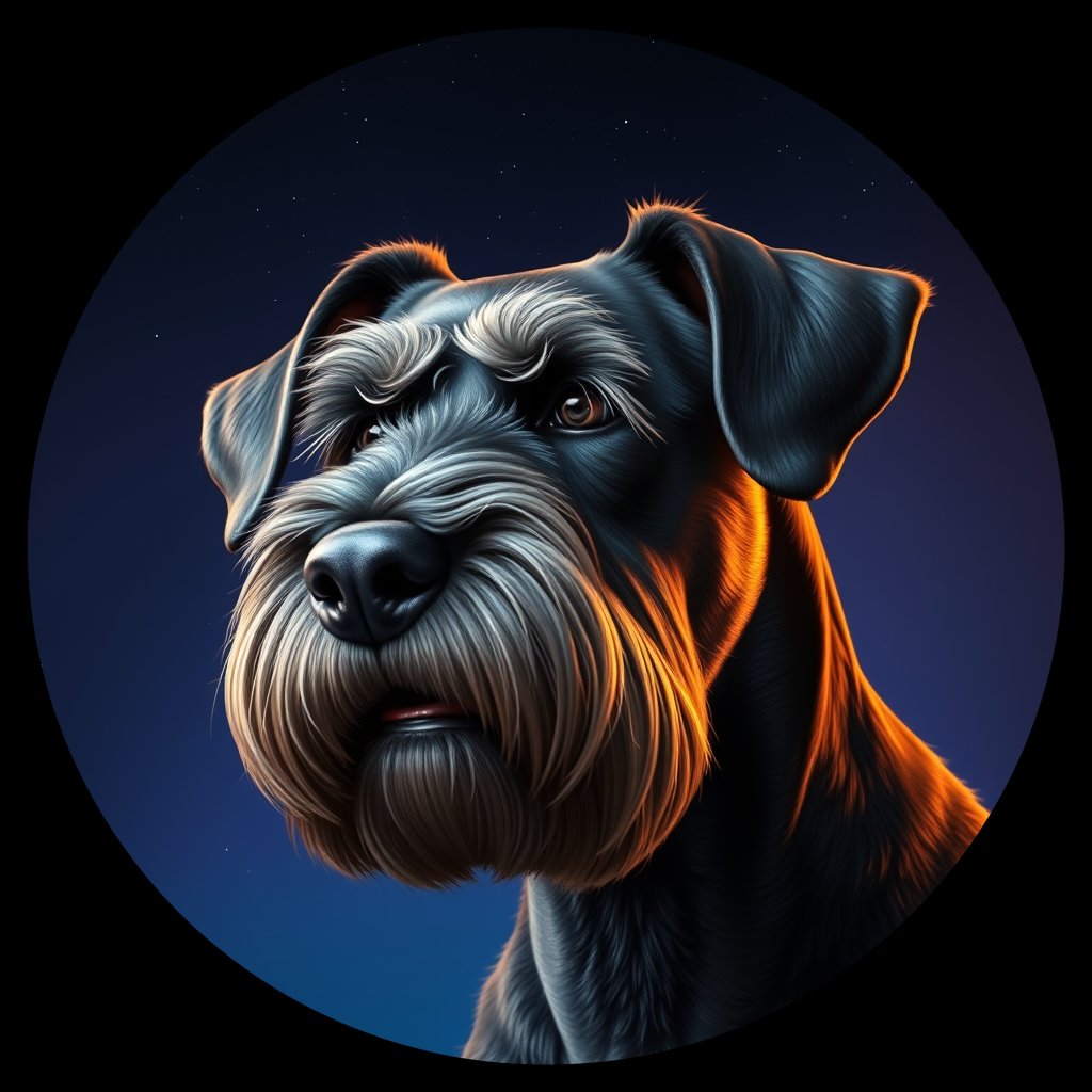 Cosmic medallion portrait of cHD4_218_cHD4_218, a Giant Schnauzer