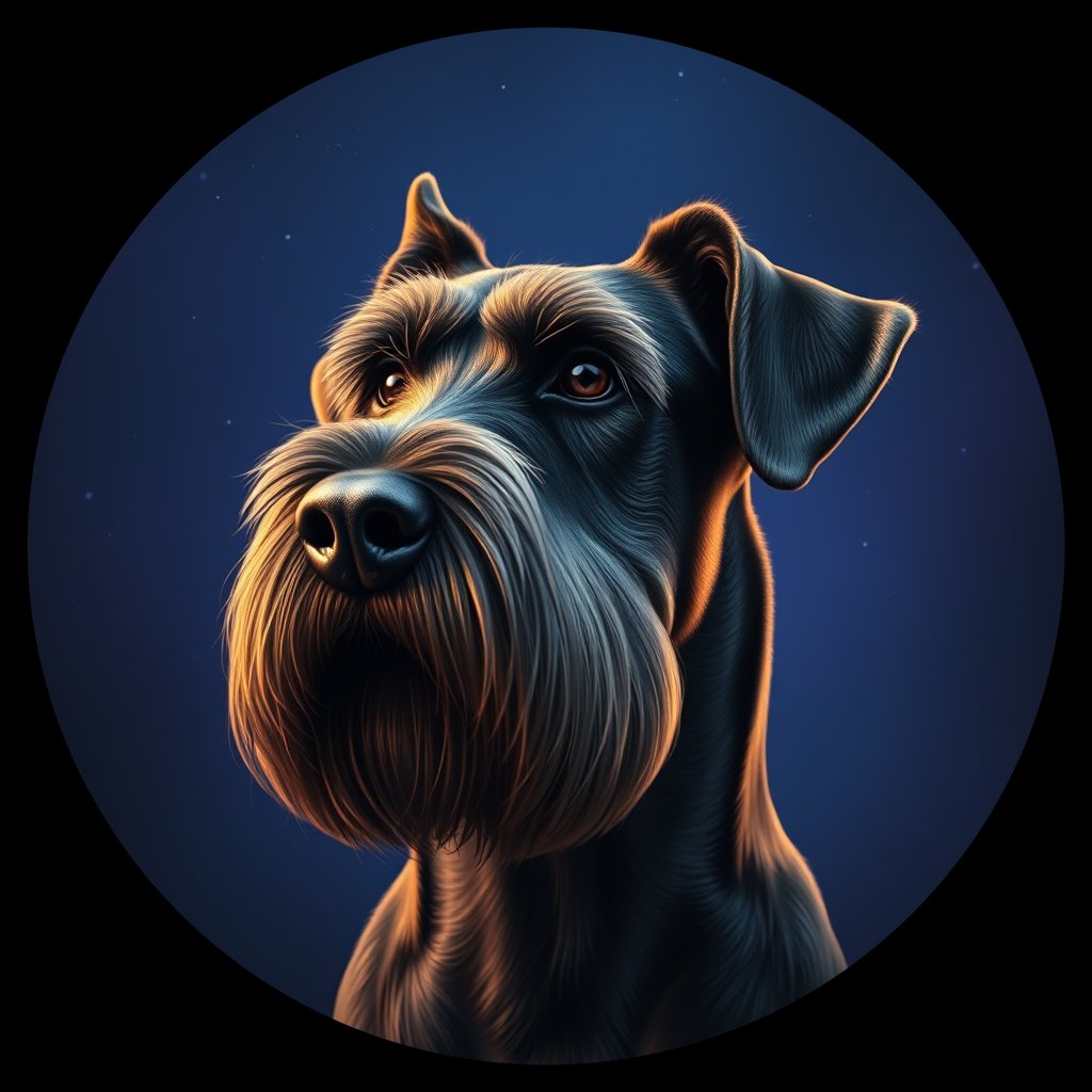 Cosmic medallion portrait of cHD4_222_cHD4_222, a Giant Schnauzer