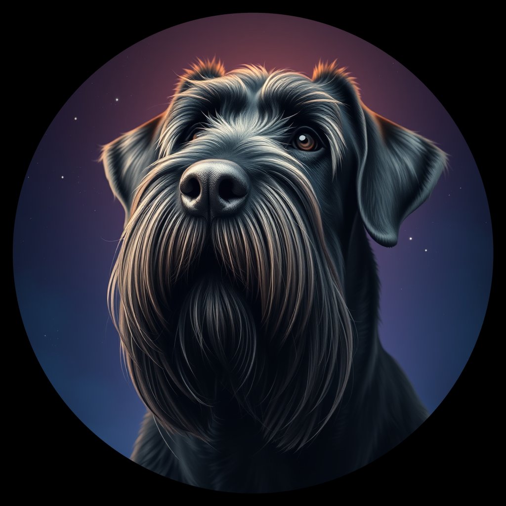 Cosmic medallion portrait of cHD4_223_cHD4_223, a Giant Schnauzer