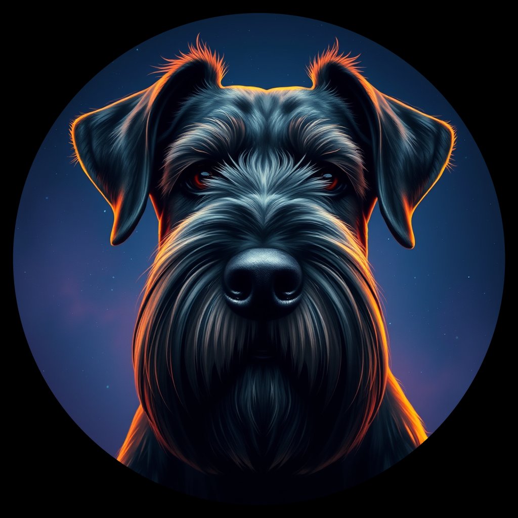 Cosmic medallion portrait of cHD4_227_cHD4_227, a Giant Schnauzer