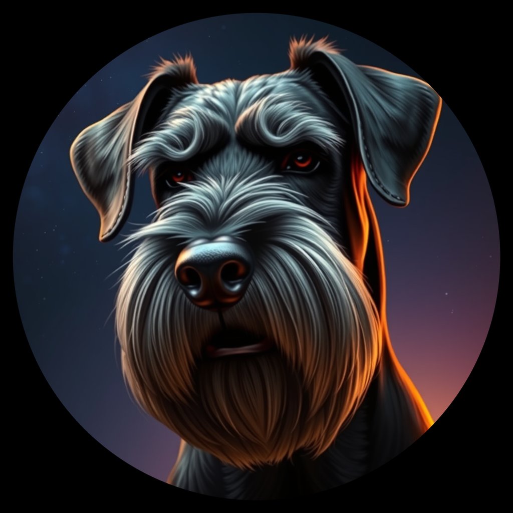 Cosmic medallion portrait of cHD4_229_cHD4_229, a Giant Schnauzer