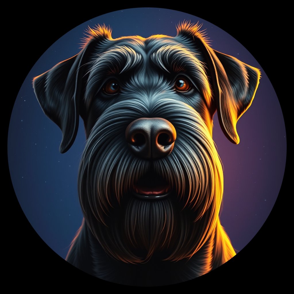 Cosmic medallion portrait of cHD4_230_cHD4_230, a Giant Schnauzer