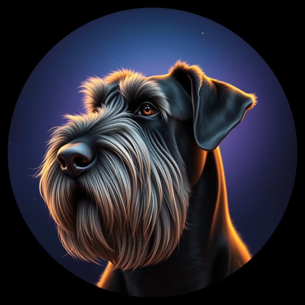 Cosmic medallion portrait of cHD4_232_cHD4_232, a Giant Schnauzer