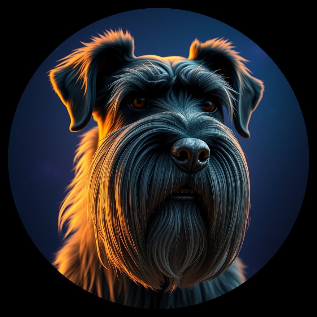 Cosmic medallion portrait of cHD4_235_cHD4_235, a Giant Schnauzer