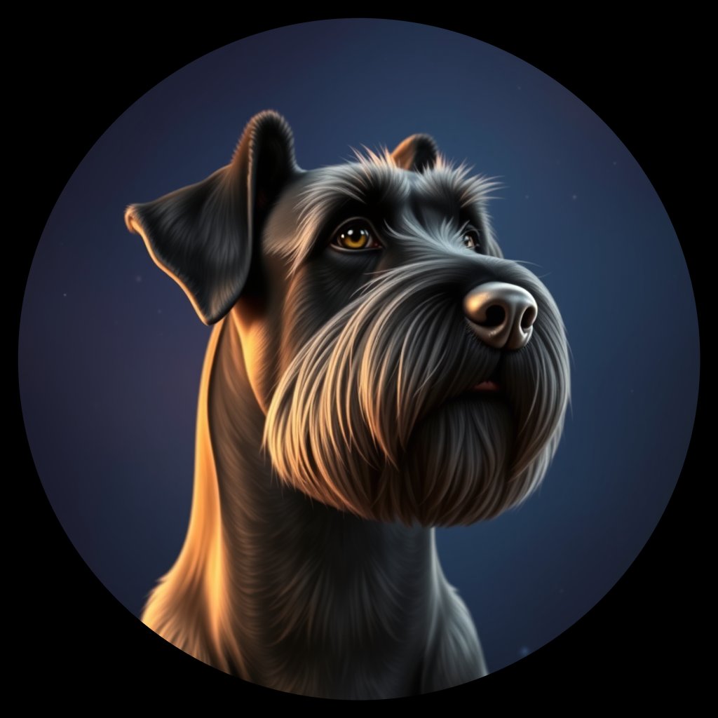 Cosmic medallion portrait of cHD4_242_cHD4_242, a Giant Schnauzer
