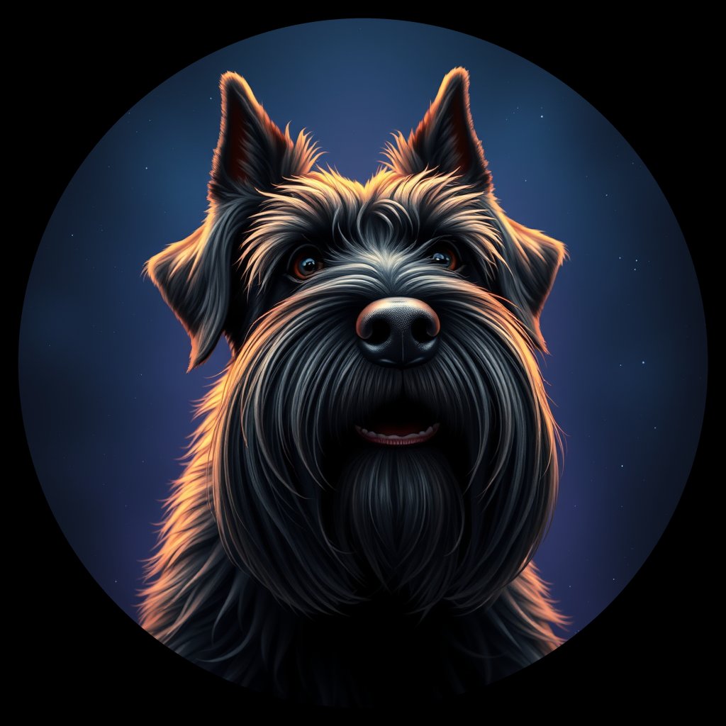 Cosmic medallion portrait of cHD4_253_cHD4_253, a Giant Schnauzer