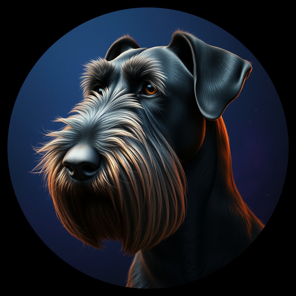 Cosmic medallion portrait of cHD4_258_cHD4_258, a Giant Schnauzer
