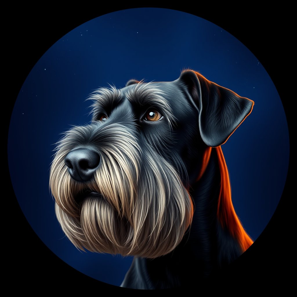 Cosmic medallion portrait of cHD4_267_cHD4_267, a Giant Schnauzer
