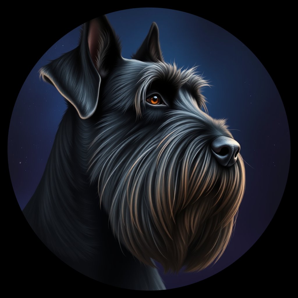 Cosmic medallion portrait of cHD5_302_cHD5_302, a Giant Schnauzer