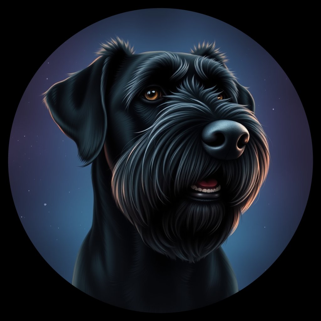 Cosmic medallion portrait of cHD5_304_cHD5_304, a Giant Schnauzer