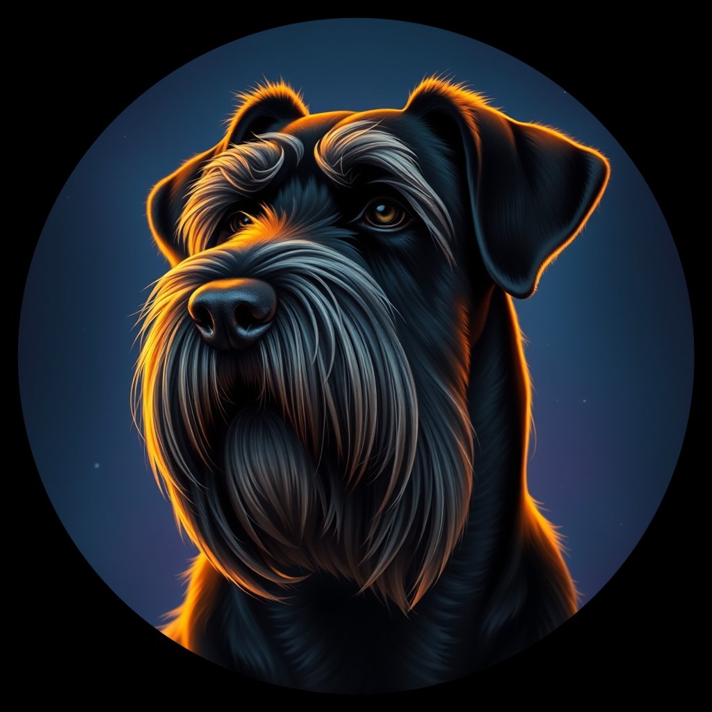 Cosmic medallion portrait of cHD5_306_cHD5_306, a Giant Schnauzer