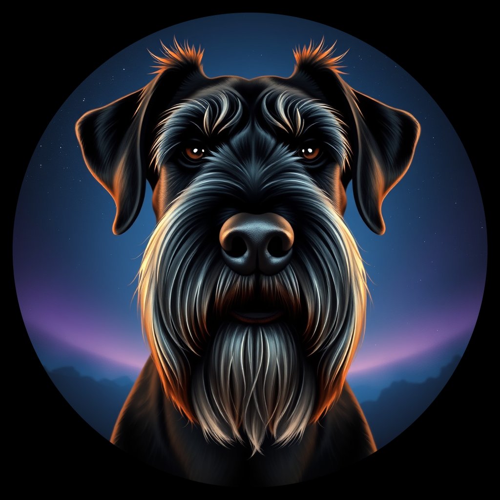 Cosmic medallion portrait of cHD5_317_cHD5_317, a Giant Schnauzer