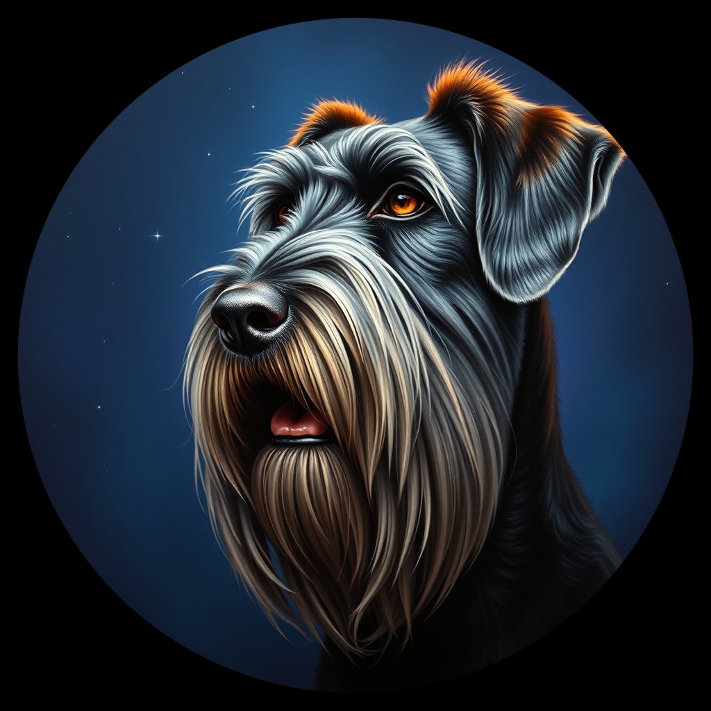 Cosmic medallion portrait of cHD5_327_cHD5_327, a Giant Schnauzer