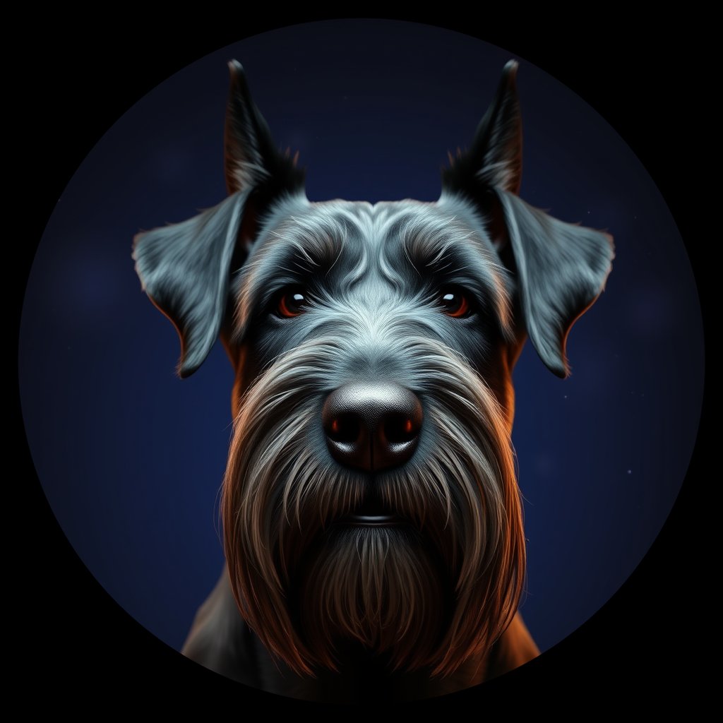 Cosmic medallion portrait of cHD5_328_cHD5_328, a Giant Schnauzer