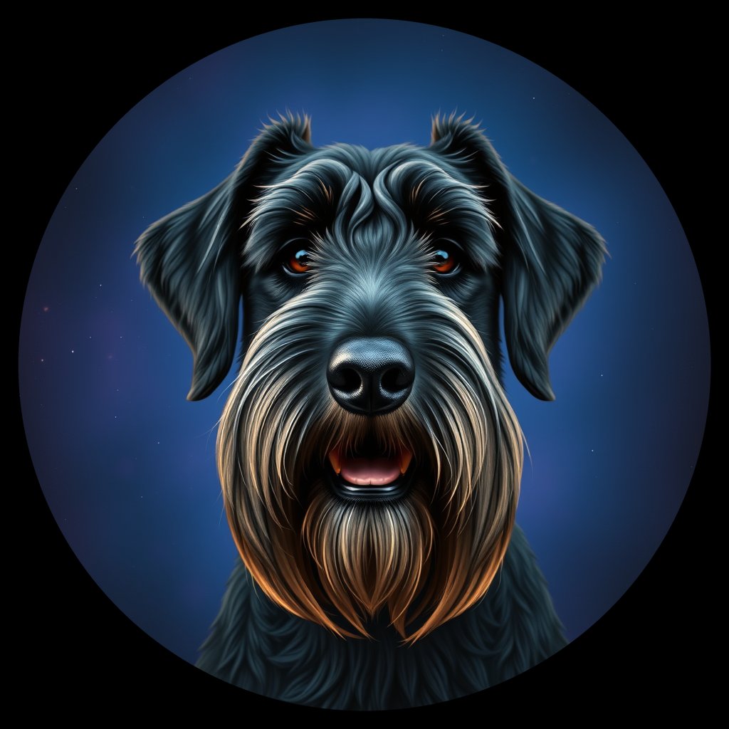 Cosmic medallion portrait of cHD5_332_cHD5_332, a Giant Schnauzer