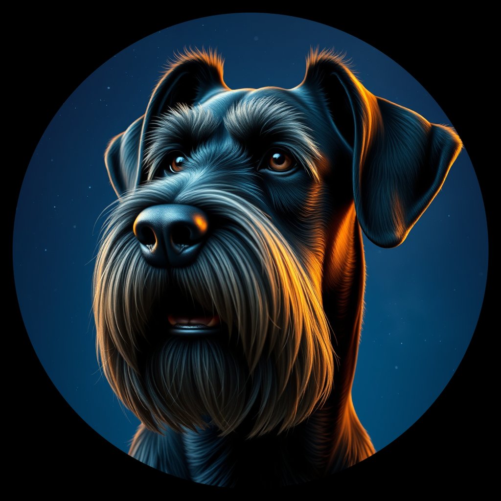 Cosmic medallion portrait of cHD5_337_cHD5_337, a Giant Schnauzer