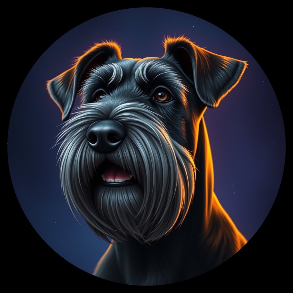 Cosmic medallion portrait of cHD5_338_cHD5_338, a Giant Schnauzer
