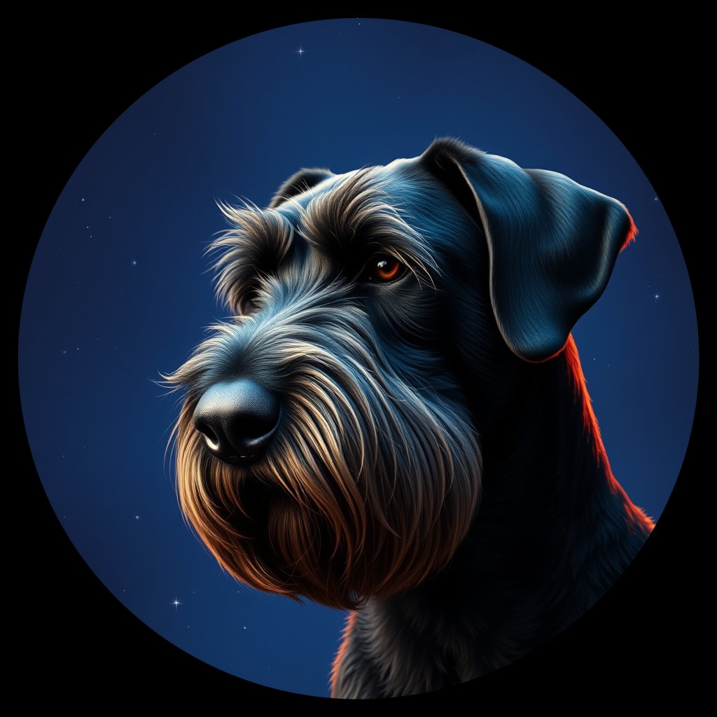 Cosmic medallion portrait of cHD5_342_cHD5_342, a Giant Schnauzer