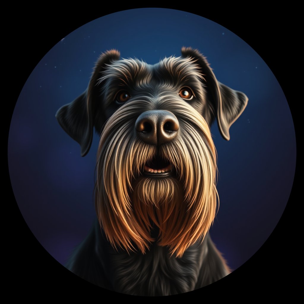 Cosmic medallion portrait of cHD5_343_cHD5_343, a Giant Schnauzer