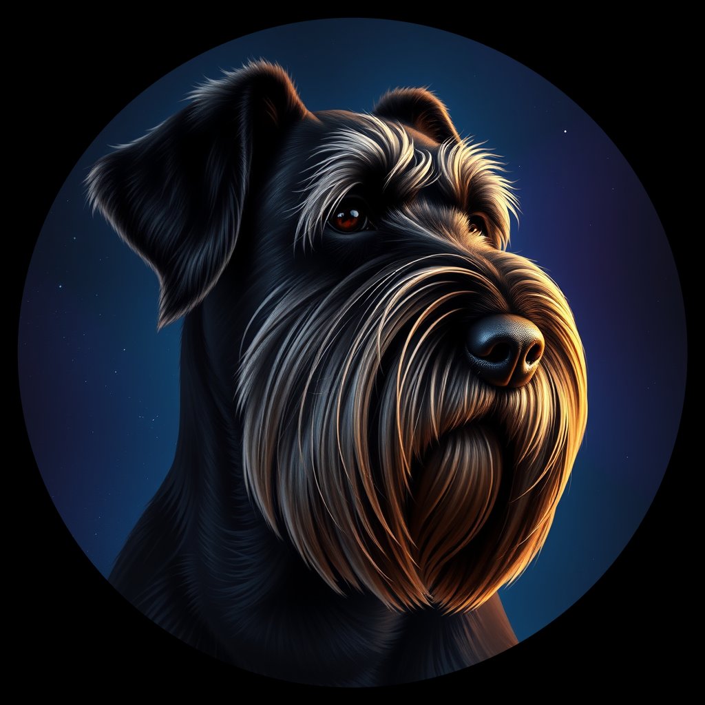 Cosmic medallion portrait of cHD5_344_cHD5_344, a Giant Schnauzer
