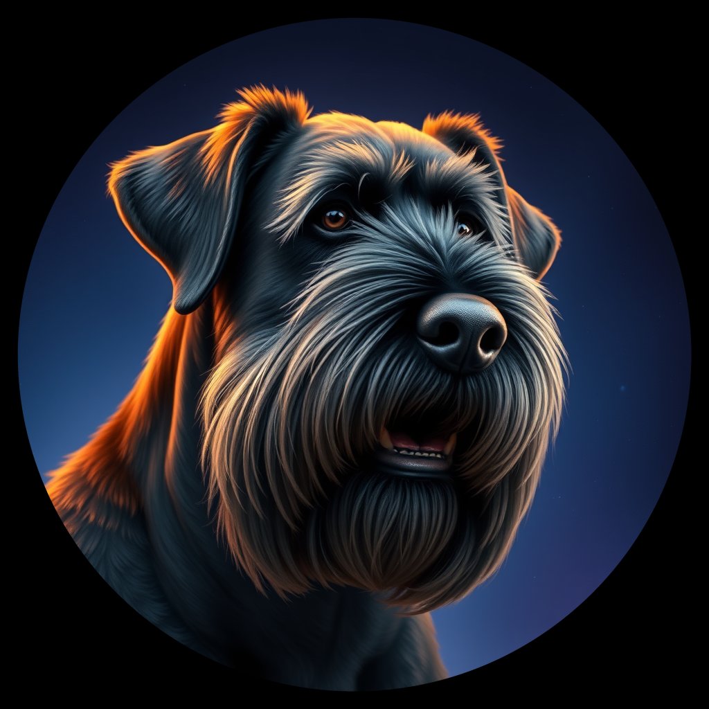 Cosmic medallion portrait of cHD5_347_cHD5_347, a Giant Schnauzer