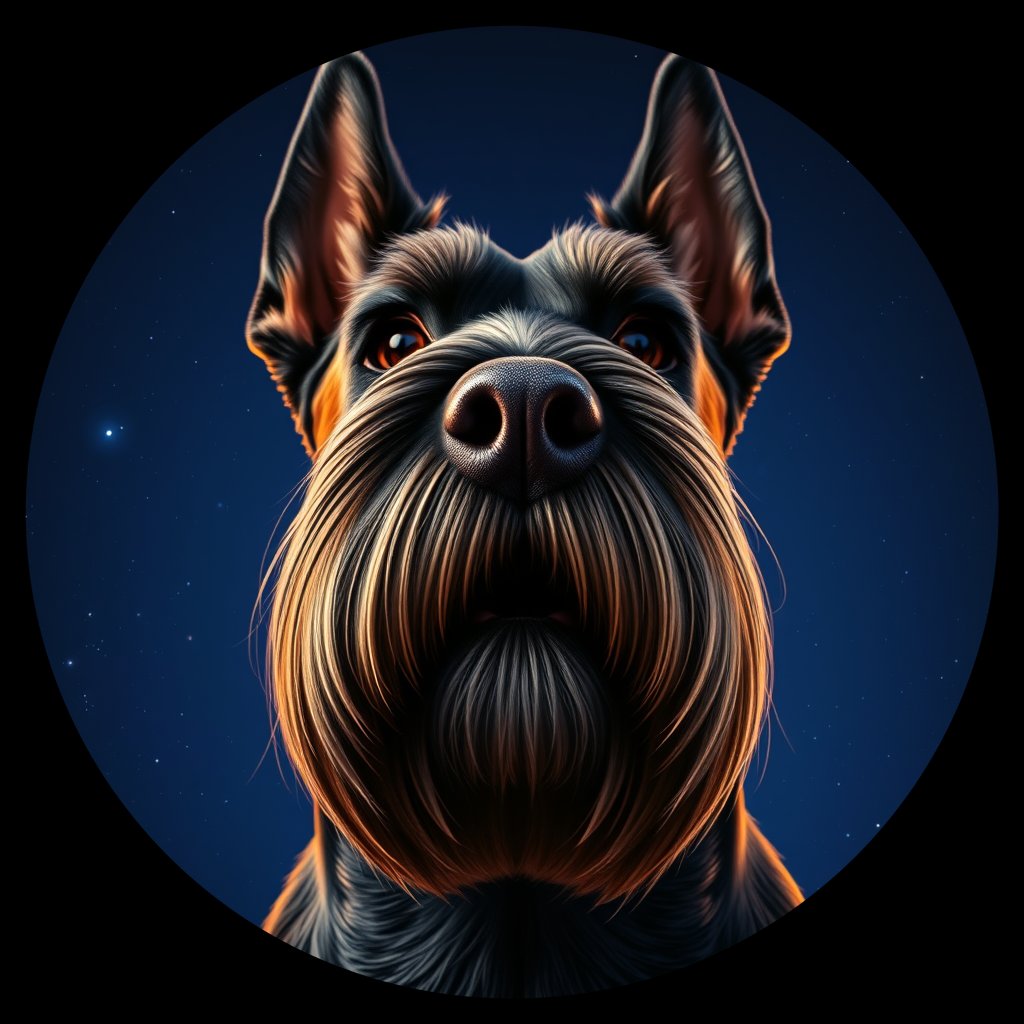 Cosmic medallion portrait of cHD5_348_cHD5_348, a Giant Schnauzer