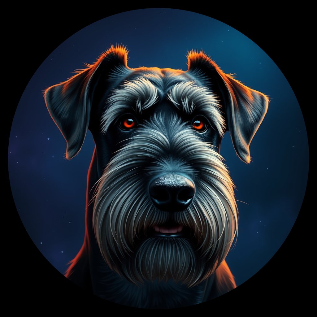 Cosmic medallion portrait of cHD5_349_cHD5_349, a Giant Schnauzer