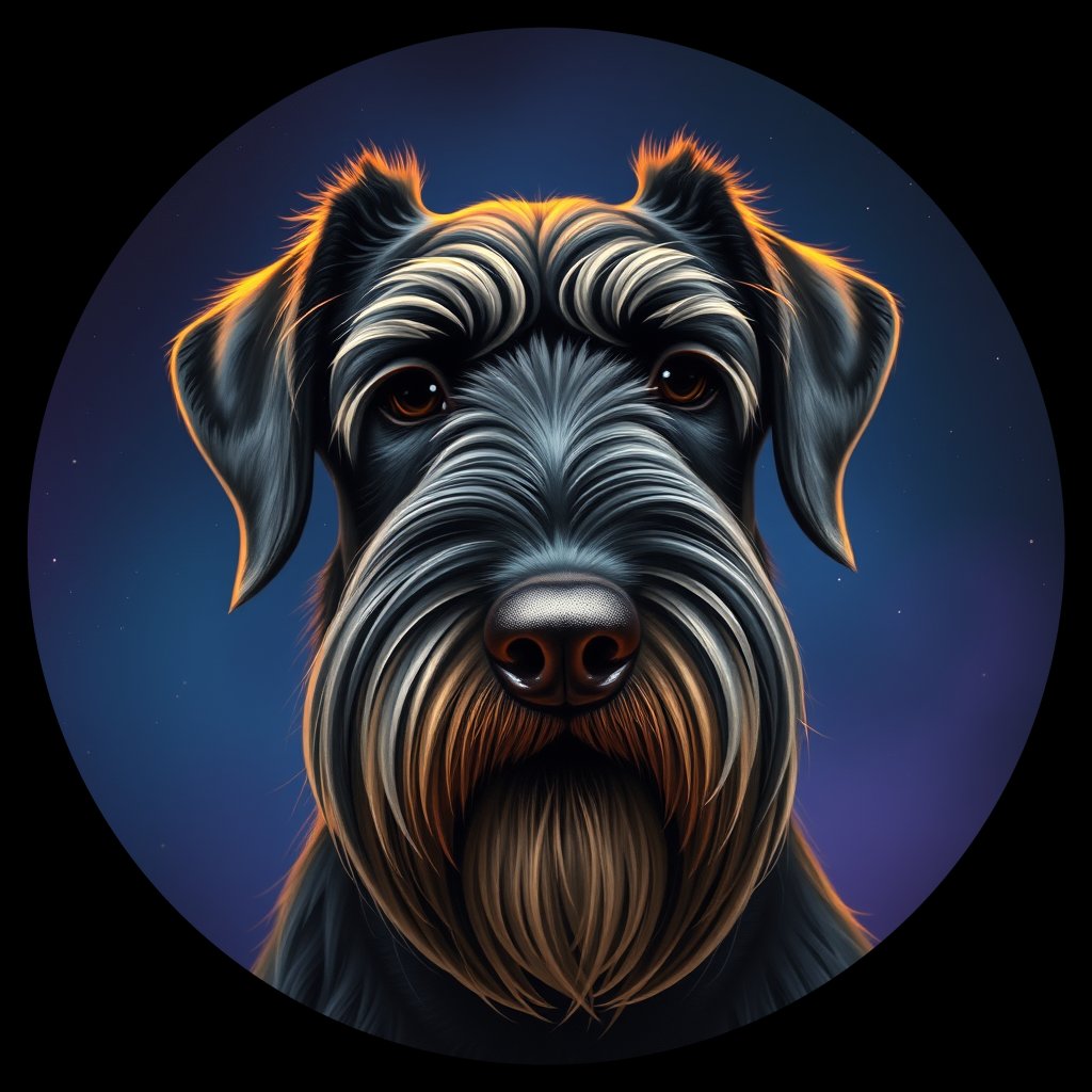 Cosmic medallion portrait of cHD5_350_cHD5_350, a Giant Schnauzer